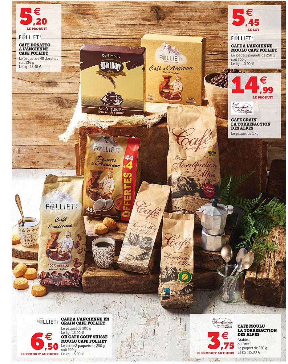 café dosatto à l'ancienne café folliet, café à l'ancienne moulu café folliet, café grain la torréfaction des alpes, café à l'ancienne en grain café folliet ou café gout suisse moulu, café moulu