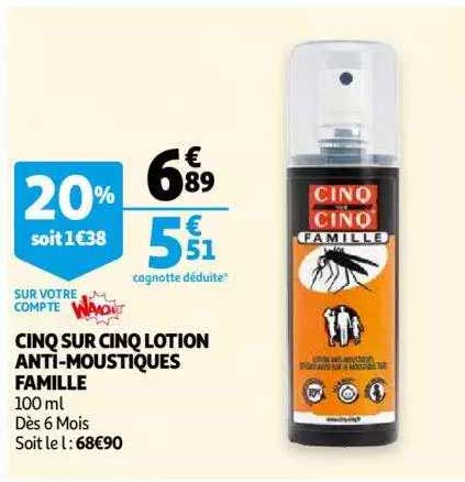cinq sur cinq lotion anti-moustiques famille