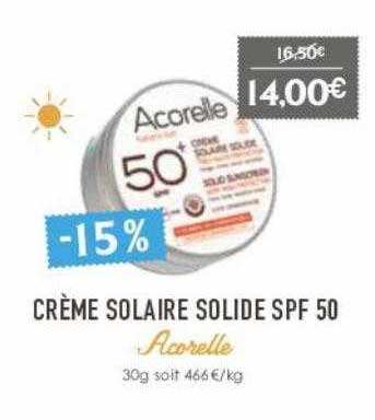 crème solaire solide spf 50 acorelle