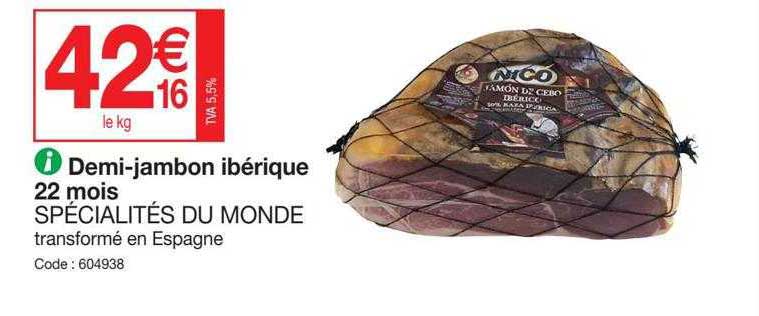 demi-jambon ibérique 22 mois spécialités du monde
