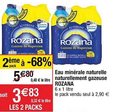 eau minérale naturelle naturellement gazeuse rozana