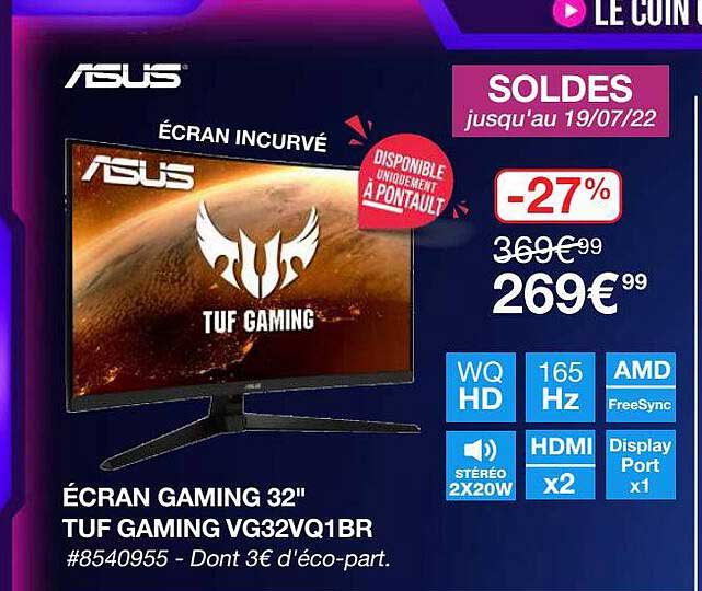 écran gaming 32" tuf gaming vg32vq1br asus