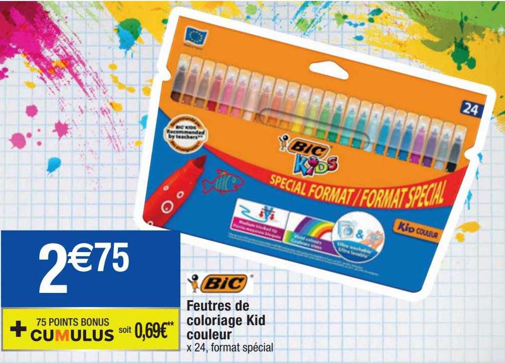 feutres de coloriage kid couleur bic