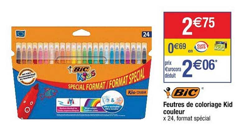 feutres de coloriage kid couleur bic