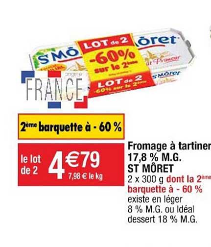 fromage à tartiner 17,8% m.g. st môret