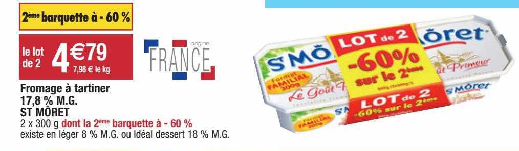 fromage à tartiner 17,8% m.g. st môret