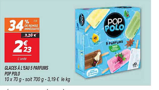 glaces à l'eau 5 parfums pop polo