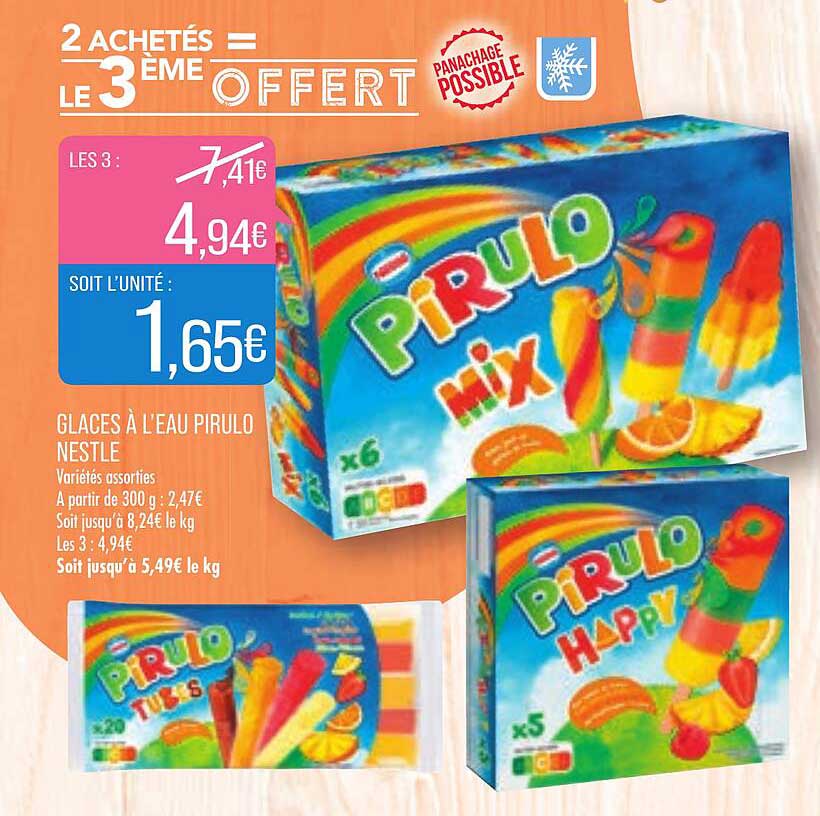 glaces à l'eau pirulo nestlé
