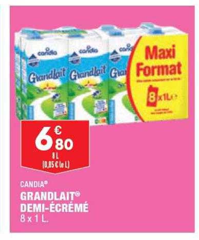 grandlait demi-écrémé candia