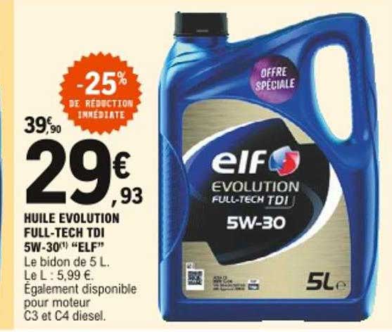 huile évolution full-tech tdi 5w-30 "elf"