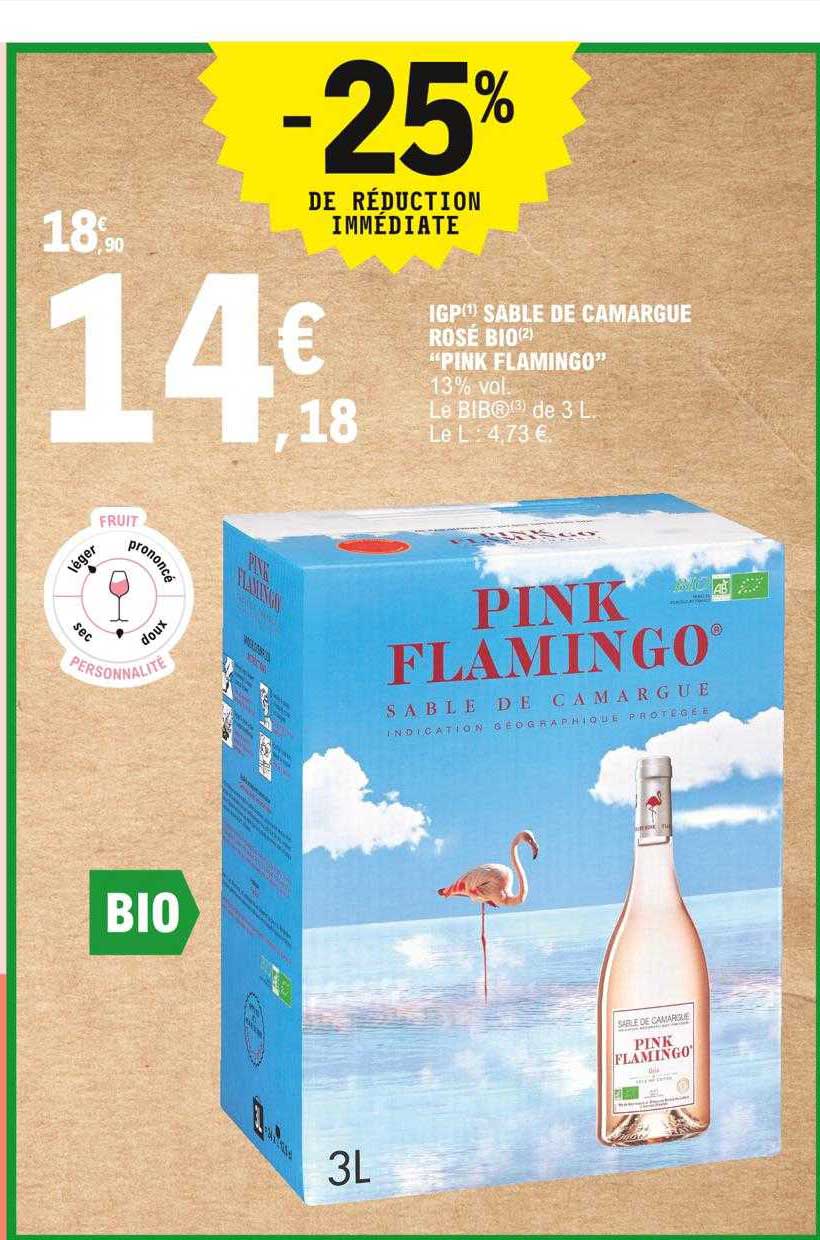 igp sable de camargue rosé bio "pink flamingo"