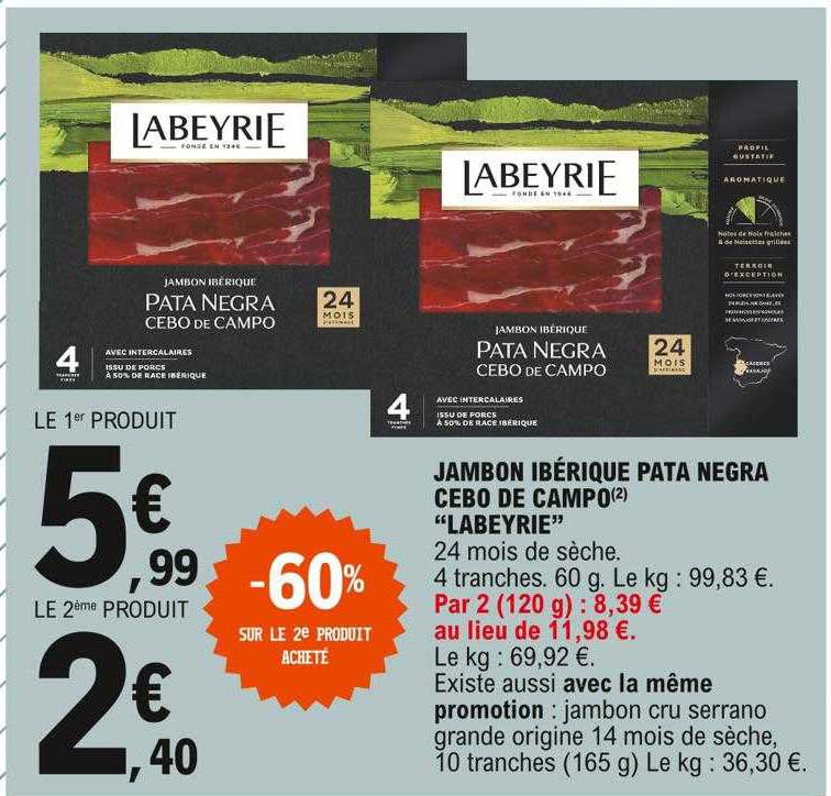 jambon ibérique pata negra cebo de campo "labeyrie"
