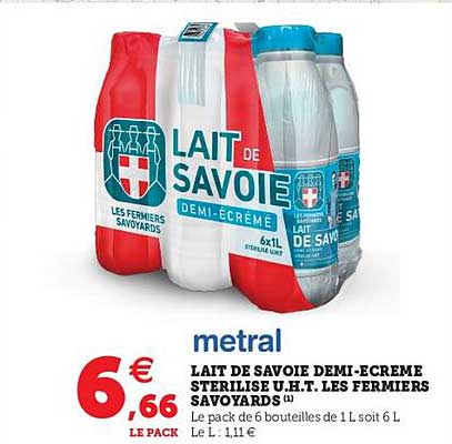 lait de savoie demi-écrémé stérilisé u.h.t. les fermiers savoyards