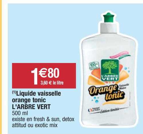 liquide vaisselle orange tonic l'arbre vert