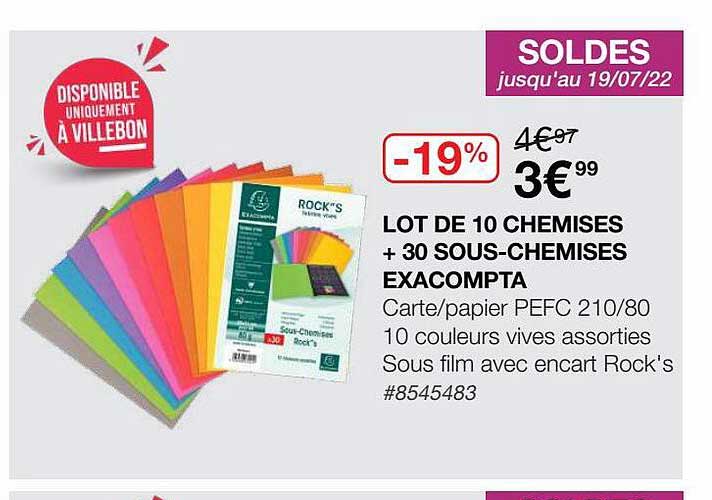 lot de 10 chemises + 30 sous-chemises exacompta