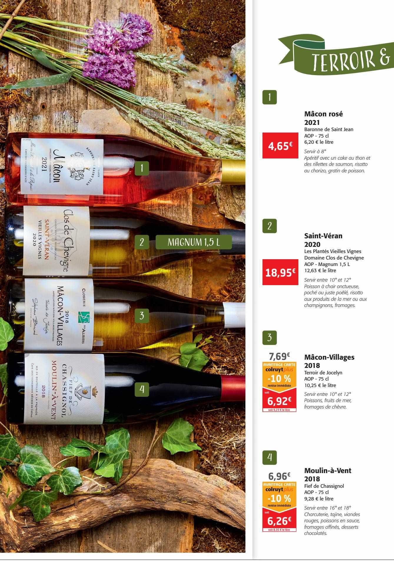 mâcon rosé 2021, saint-véran 2020, mâcon-villages 2018, moulin-à-vent 2018