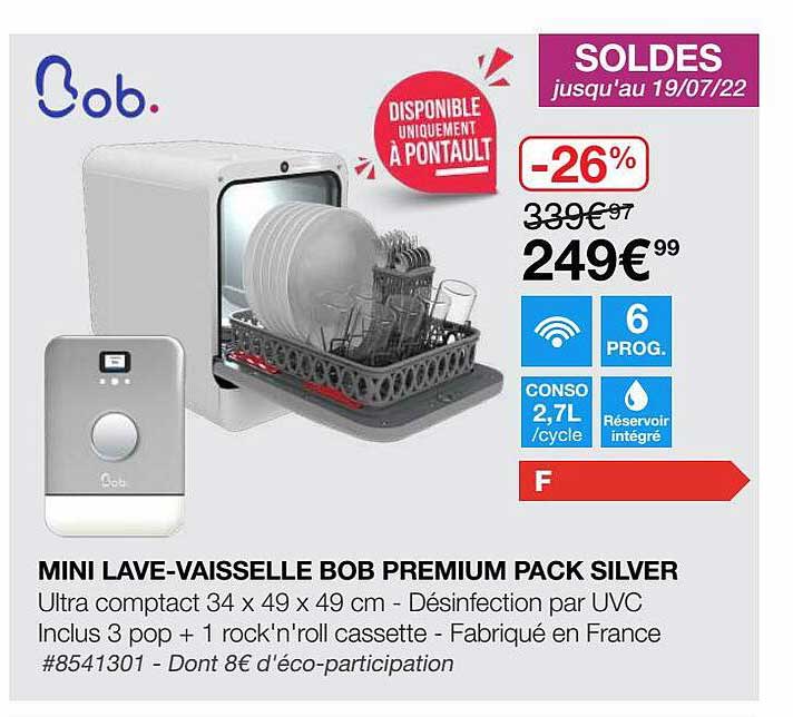 mini lave-vaisselle bob premium pack silver