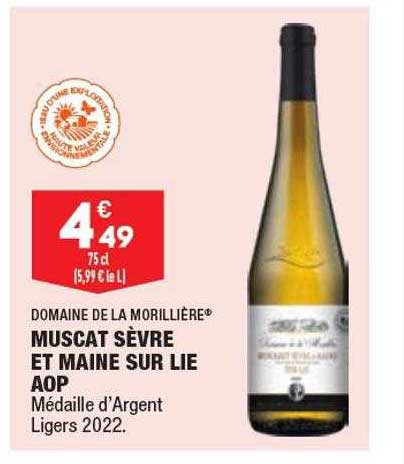 muscat sèvre et maine sur lie aop domaine de la morillière
