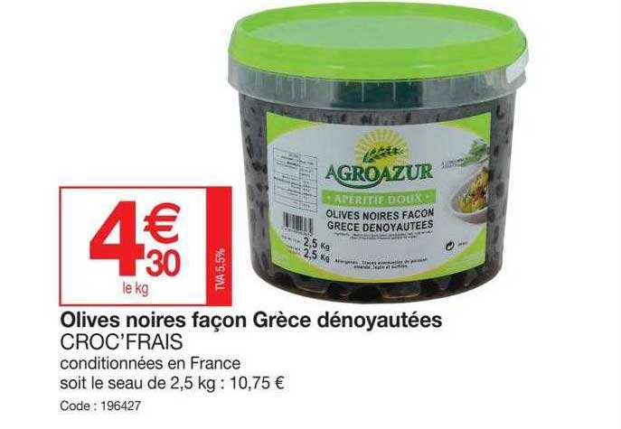 Olives Noires Façon Grèce Dénoyautées Croc'frais