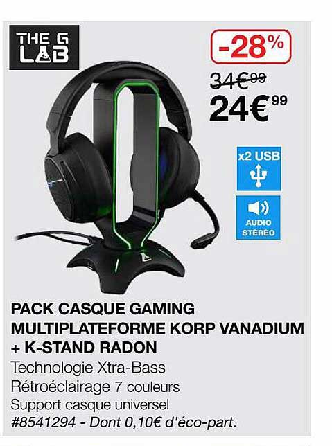 pack casque gaming multiplateforme korp vandium + k-stand radon