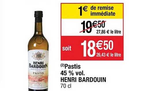 pastis 45% vol. henri bardouin