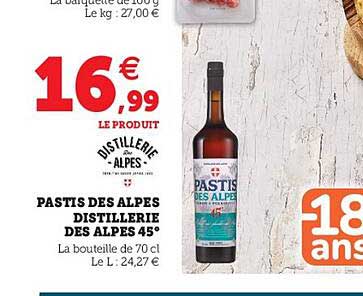 pastis des alpes distillerie des alpes 45°