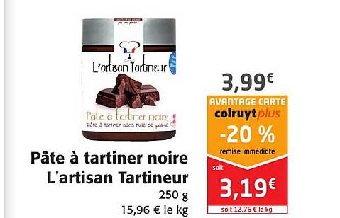 Pâte à Tartiner Noire L'artisan Tartineur