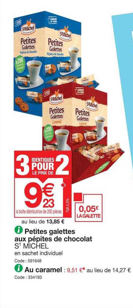 petites galettes aux pépites de chocolat st michel, au caramel