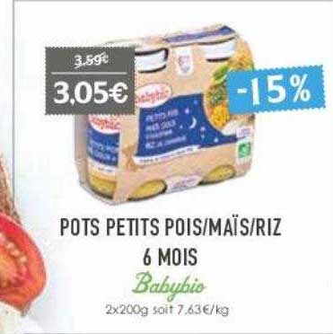 pots petits pois-maïs-riz 6 mois babybio