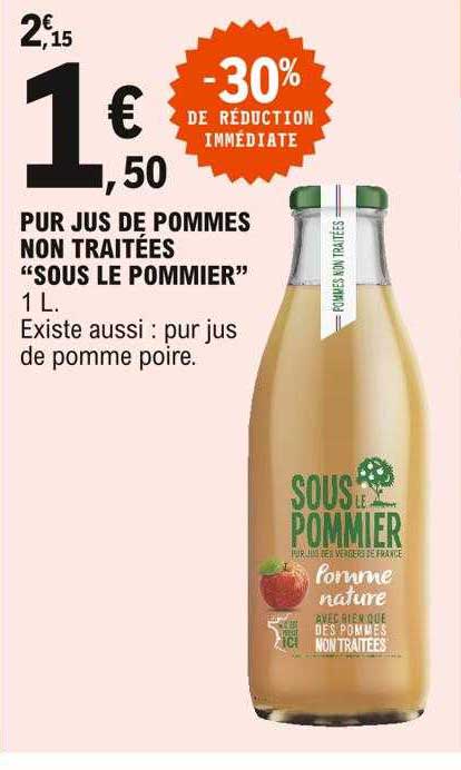 pur jus de pommes non traitées "sous le pommier"