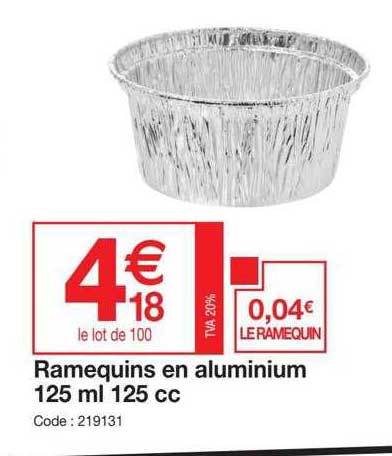 ramequins en aluminium 125ml 125 cc