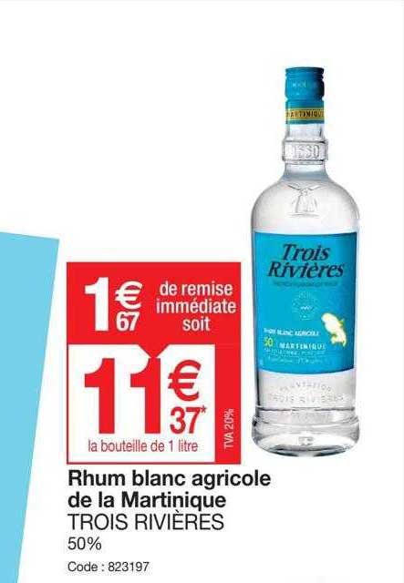 rhum blanc agricole de la martinique trois rivières