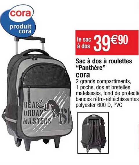 sac à dos à roulettes "panthère" cora
