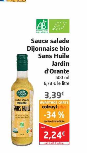 Sauce Salade Dijonnaise Bio Sans Huile Jardin D'orante