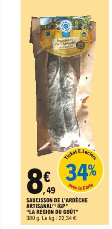 saucisson de l'ardèche artisanal igp "la région du goût"