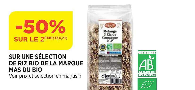 sélection de riz bio de la marque mas du bio