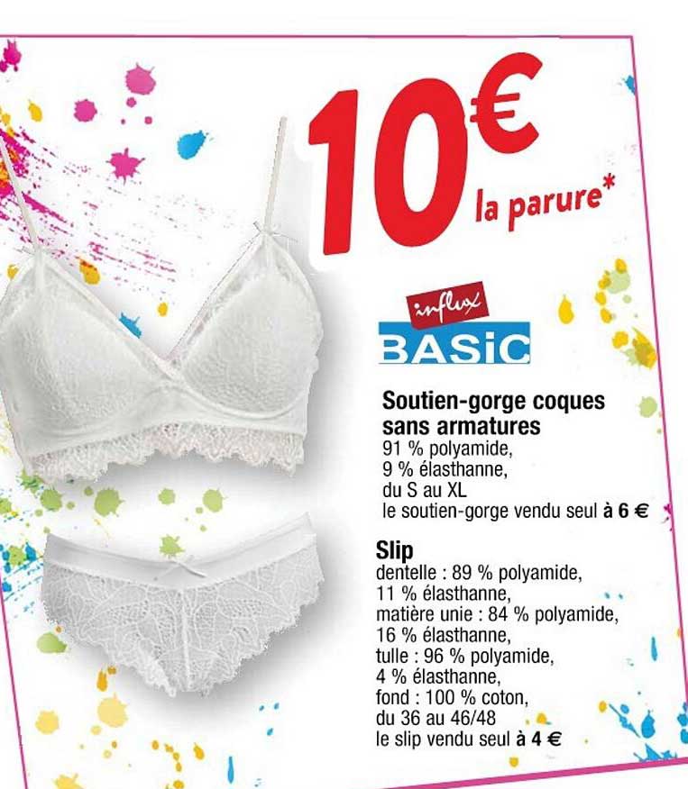 soutien-gorge coques sans armatures influx basic, slip influx basic