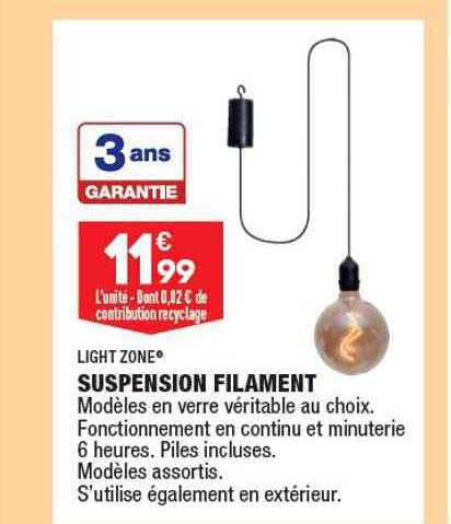suspension filament light zone