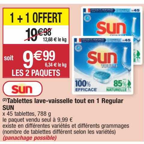 tablettes lave-vaisselle tout en 1 regular sun