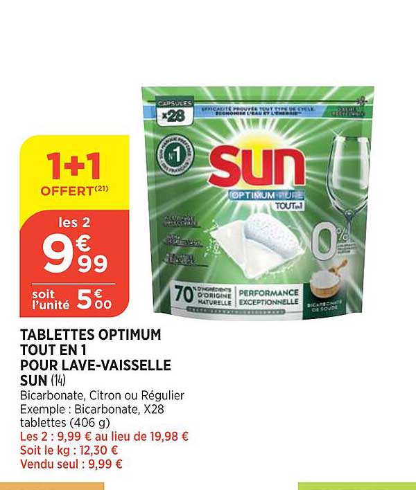 tablettes optimum tout en 1 pour lave-vaisselle sun