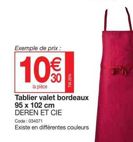 tablier valet bordeaux 95 x 102 cm deren et cie