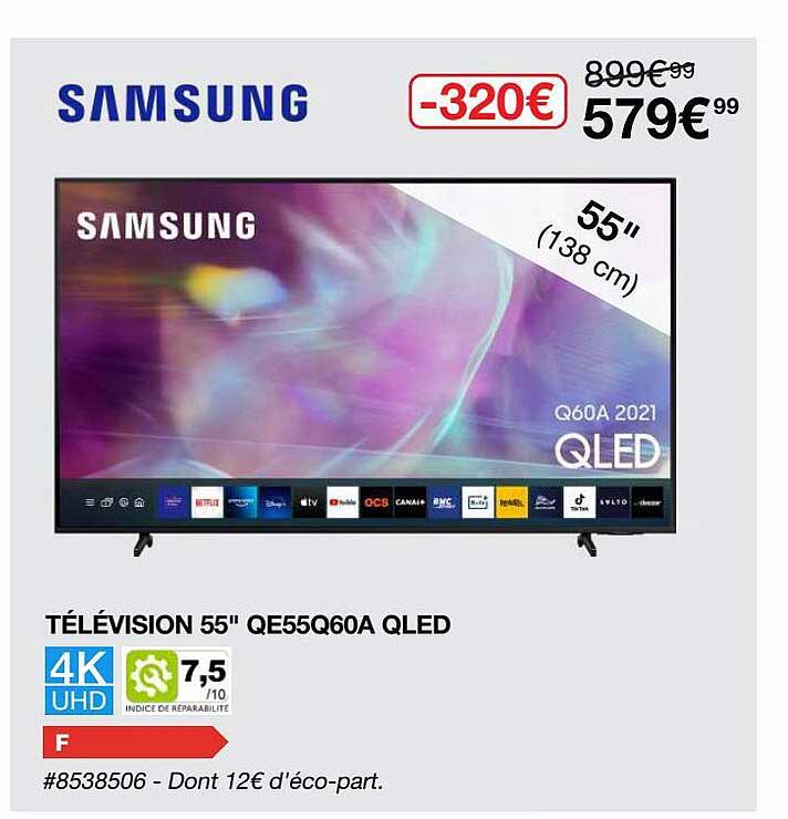 télévision 55" qe55q60a qled samsung