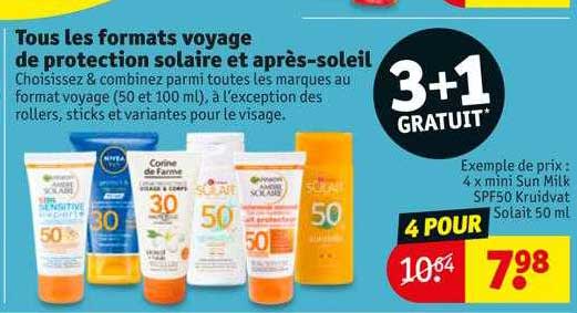 tous les formats voyage de protection solaire et après-soleil