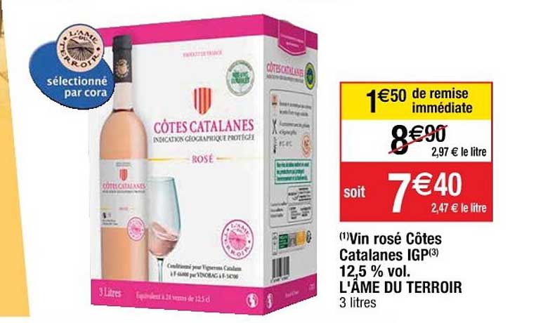 vin rosé côtes catalanes igp 12,5% vol. l'âme du terroir