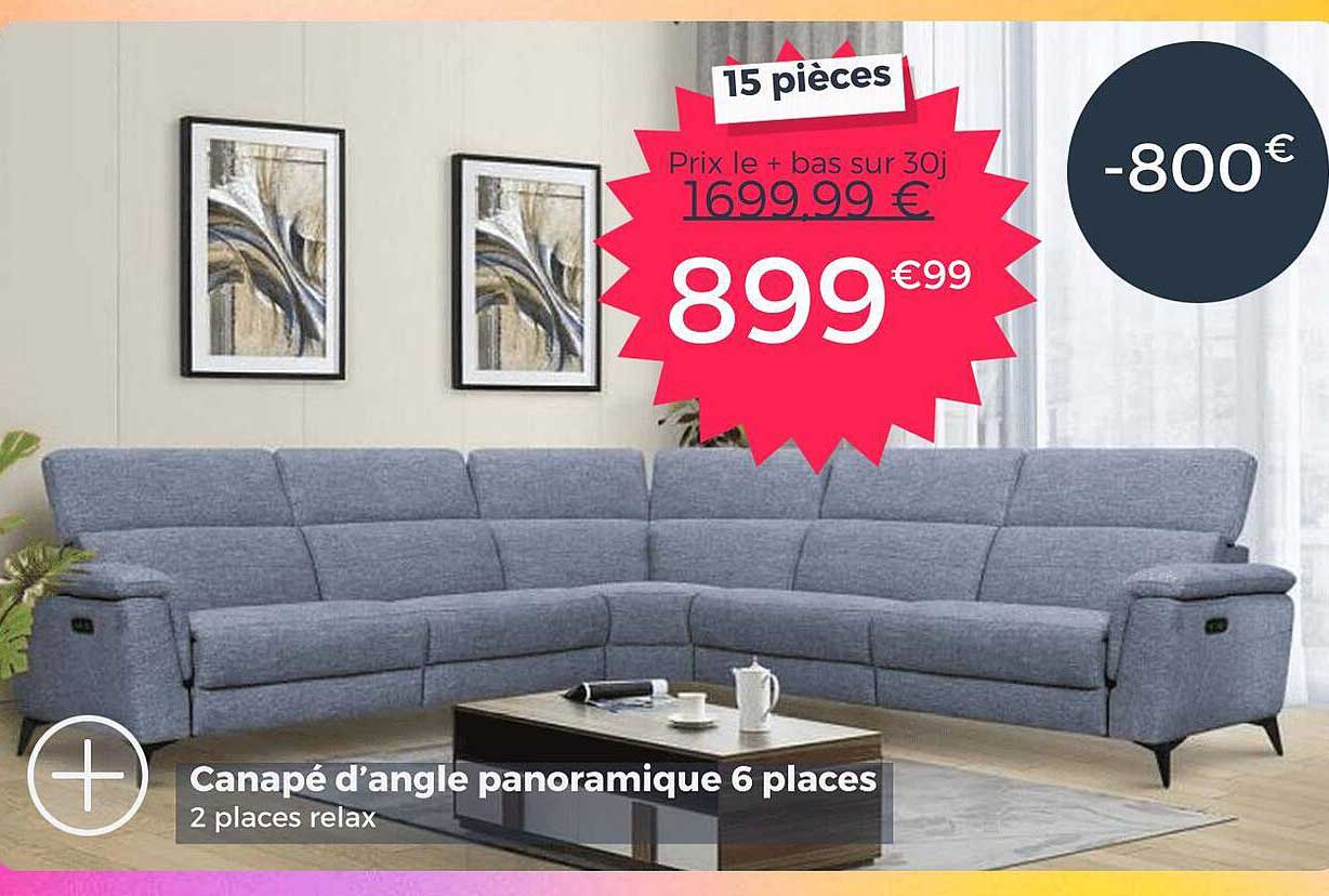 Canapé D'angle Panoramique 6 Places