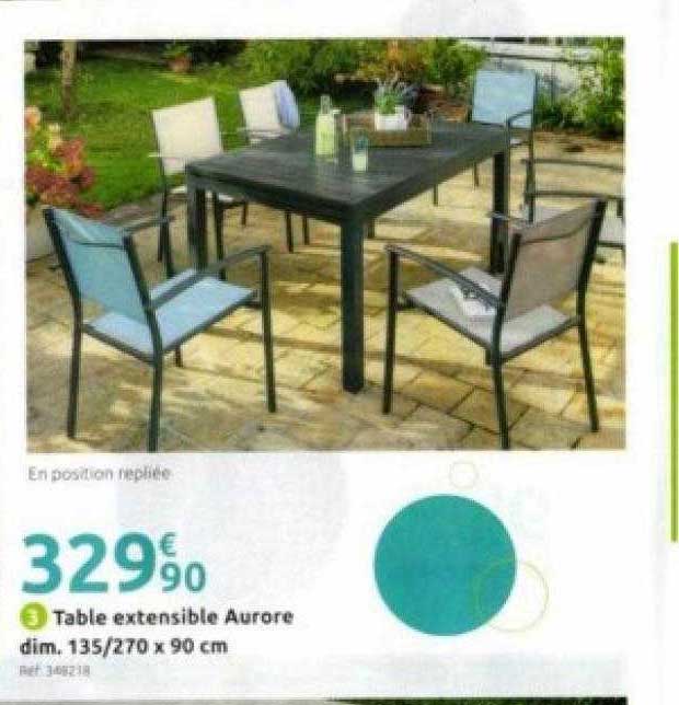 table extensible aurore dim. 135/270 x 90 cm