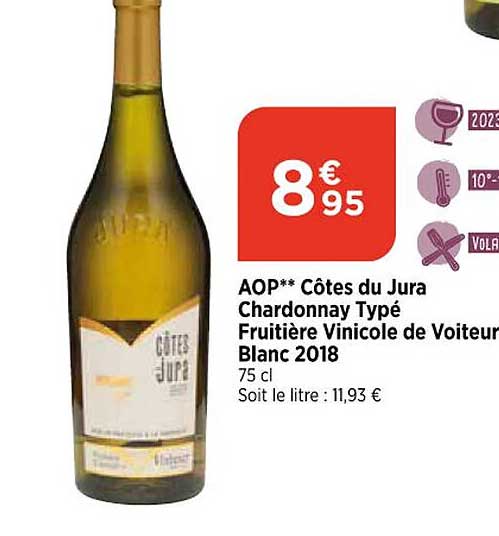 a.o.p côtes du jura chardonnay typé fruitière vinicole de voiteur blanc 2018