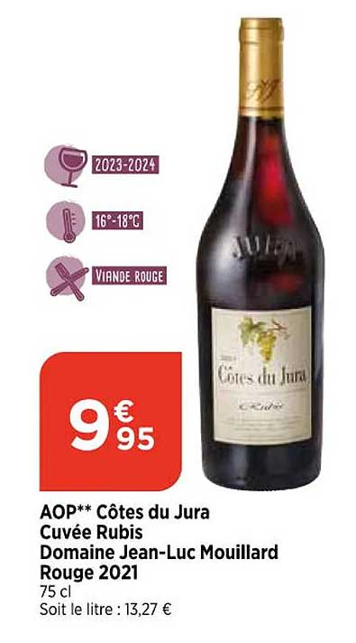 aop côtes du jura cuvée rubis domaine jean-luc mouillard rouge 2021