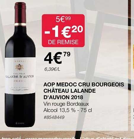 aop médoc cru bourgeois château lalande d'auvion 2018