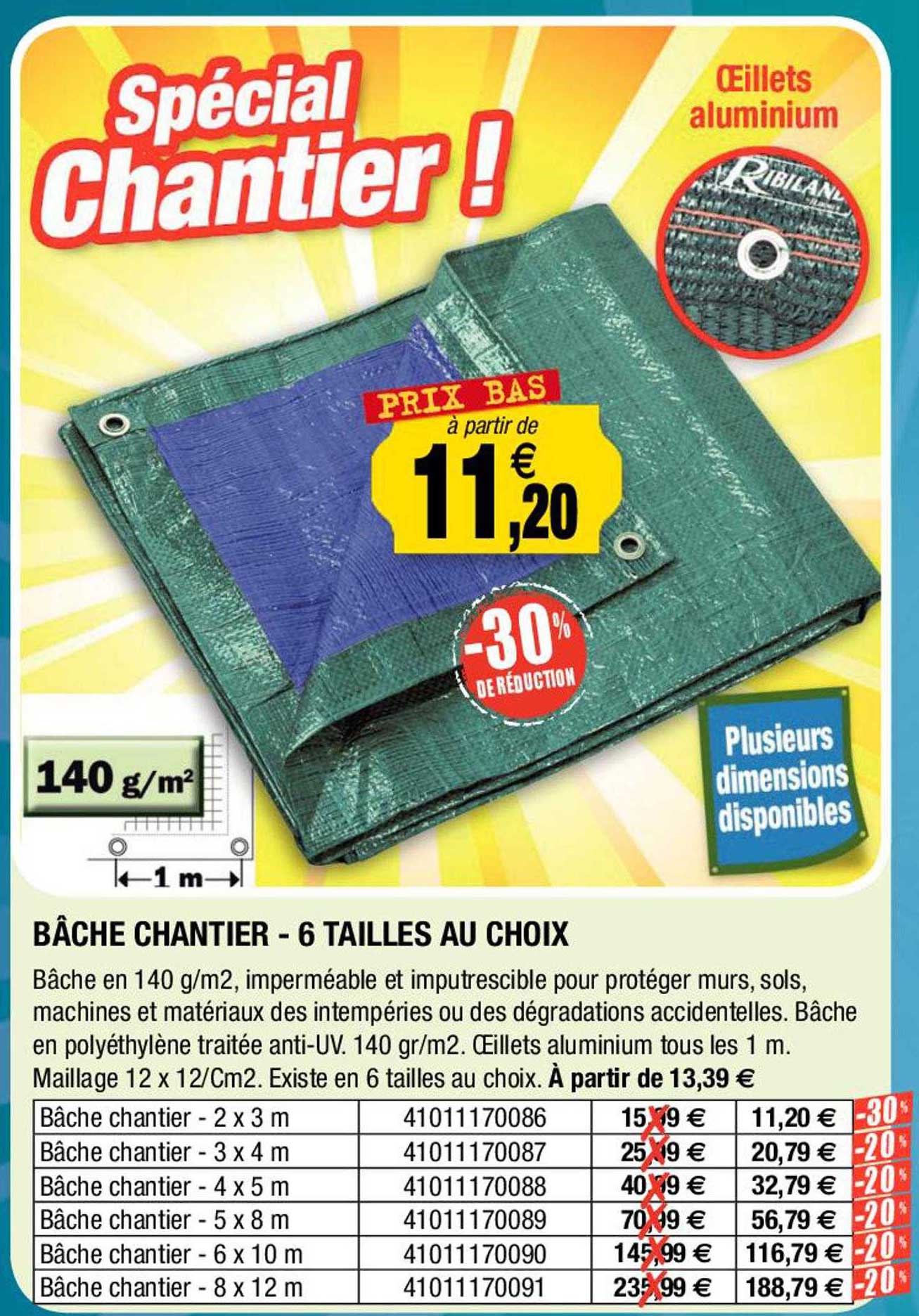bâche chantier - 6 tailles au choix